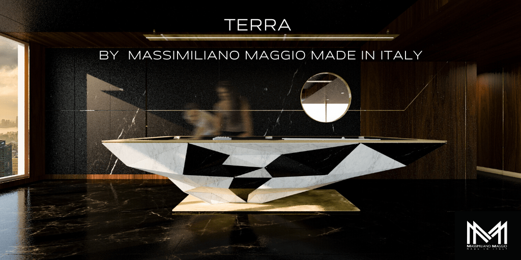 GALLERY 1 TERRA by Massimiliano maggio Made in Italy whitemarble blacklacquered
